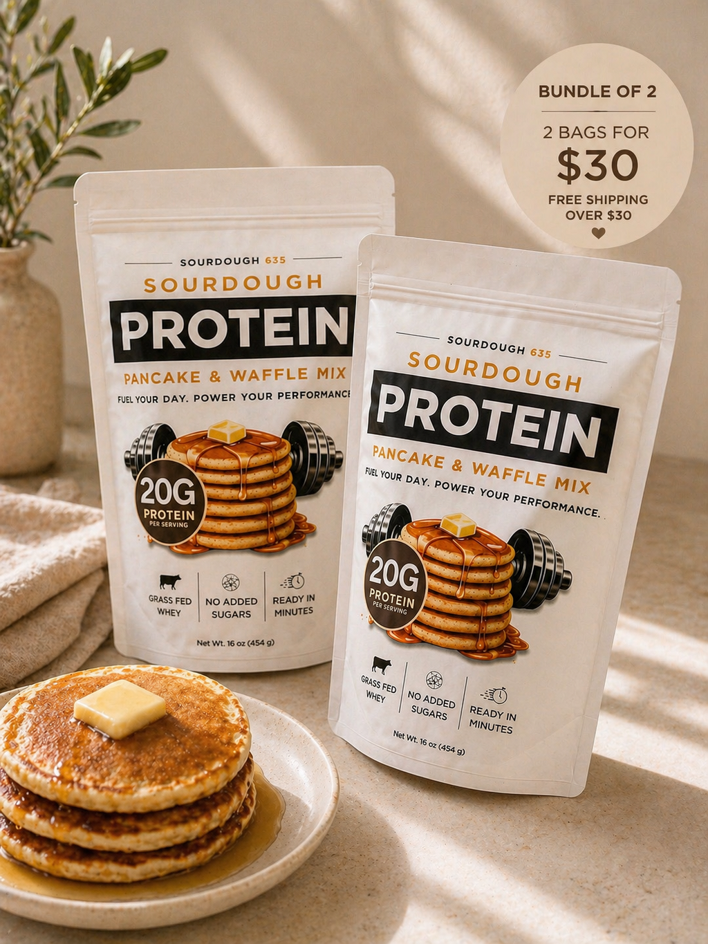 2-Pack Sourdough Protein Pancake & Waffle Mix (Best Value)