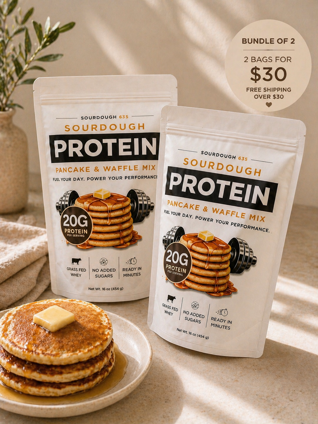 2-Pack Sourdough Protein Pancake & Waffle Mix (Best Value)